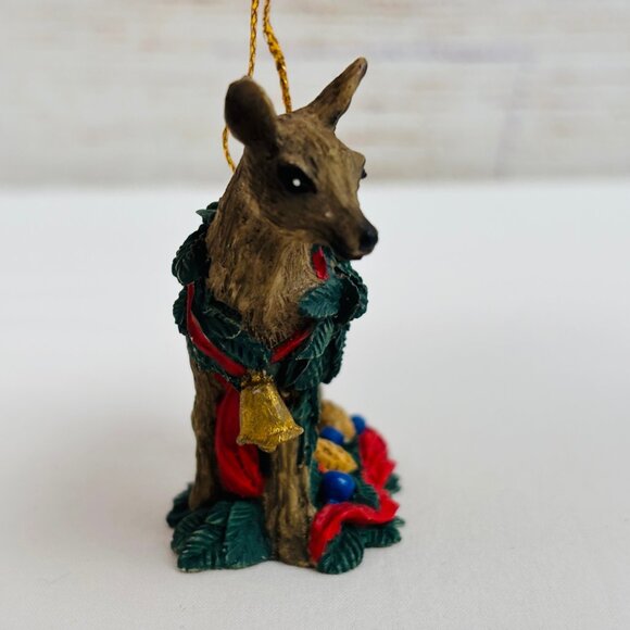 Silver Deer Tom Rubel Christmas Animals Fawn Deer with Wreath Ornament - Picture 4 of 9
